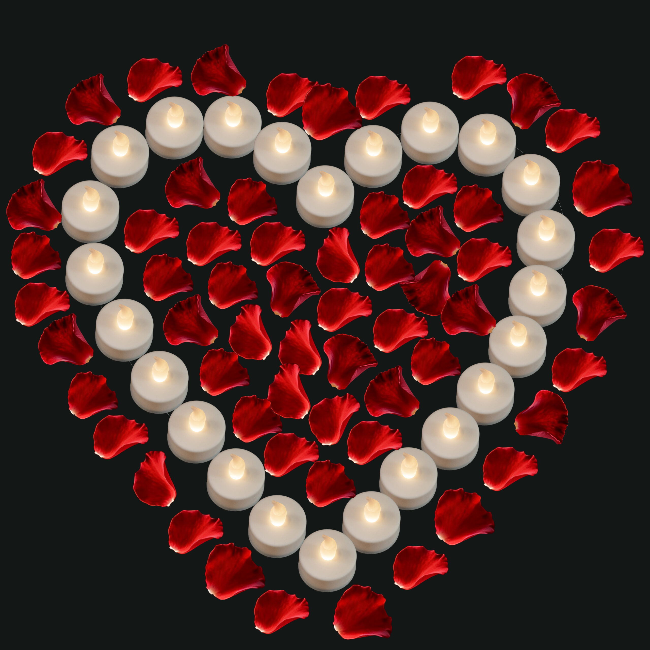 Heart-shaped candle lights